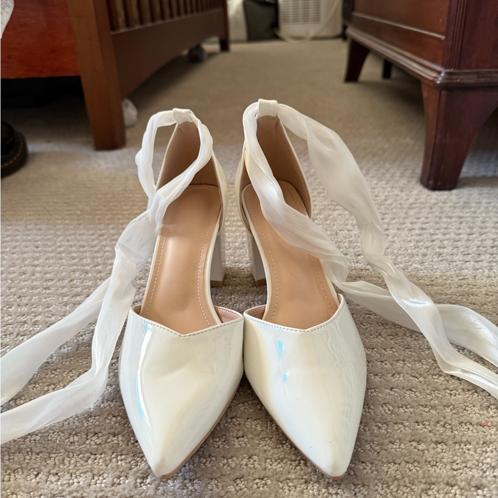 Elegant White Women's Heels size 8